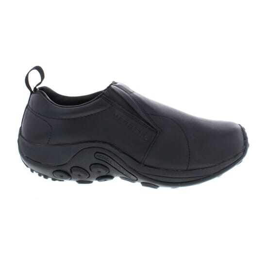 Black leather merrell shoes discount